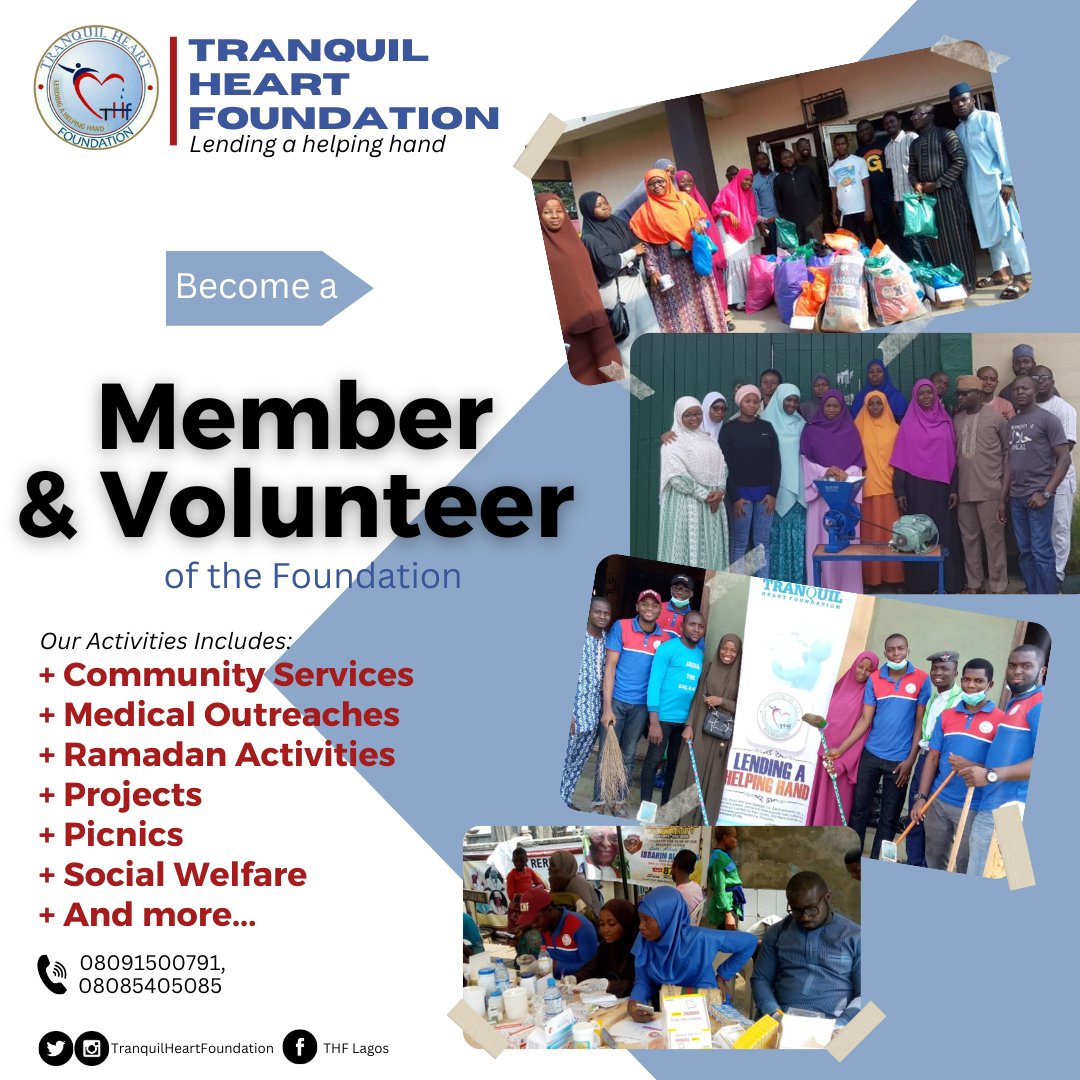 TranquilHeartF's tweet image. Salaam alaekum
Be part of the foundation by becoming a member and volunteering towards the actualisation of our activities.
We look forward to you being part of our community in making contributions in our little way to society for the sake of Allah.
wa.me/+2348085405085