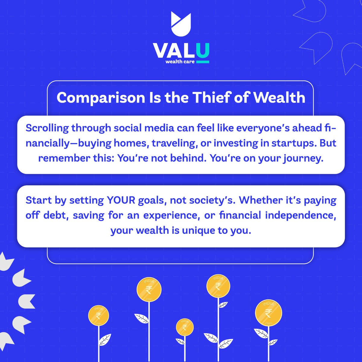 CareValu5157's tweet photo. Comparison steals your peace.  Focus on your goals and let your unique financial journey s

The future you deserve starts with the choices you make today. 

📞 +91 8799440700
✉️ reachus@valuwealthcare.com

#VALU #Finance #Investing #WealthMindset https://t.co/yd7wA9I4EF