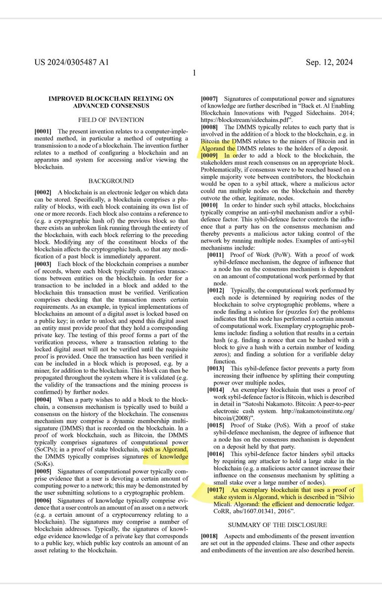 BaronofLoxley's tweet image. #algorand This is interesting. 

The guys behind Cambridge Cryptographic and The Innovation Game received a US Patent in September in which Algorand was repeatedly referenced and called an &quot;exemplary blockchain&quot;.

Check out the C-suite at The Innovation Game:

 ➡️…