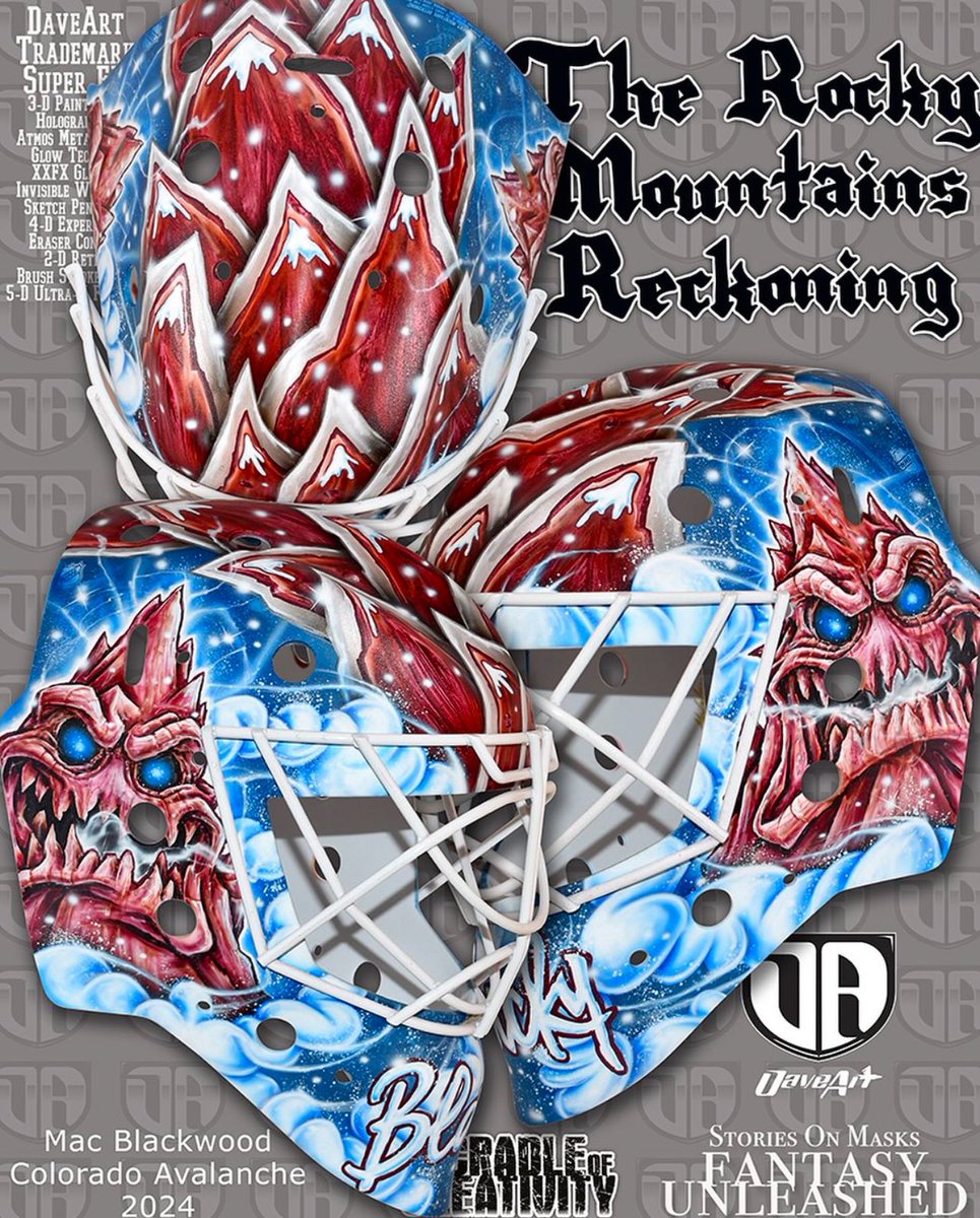 Mackenzie Blackwood has an Avalanche mask, and it’s pretty awesome. 

Painted by <a href="/daveartofficial/">David Gunnarsson</a>