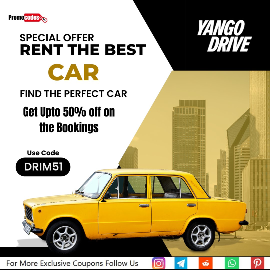 promocodesgcc's tweet image. 🎉Travel Smarter with Yango Drive!🎉
🚗Get up to 50% OFF on bookings! Use coupon code DRIM51 at checkout to enjoy amazing savings.
#yango #yangodrive #booknow #traveldeals #savings #discountcodes #coupons #couponcode #offer #exclusive #exclusiveoffer #postoftheday #promocodesgcc