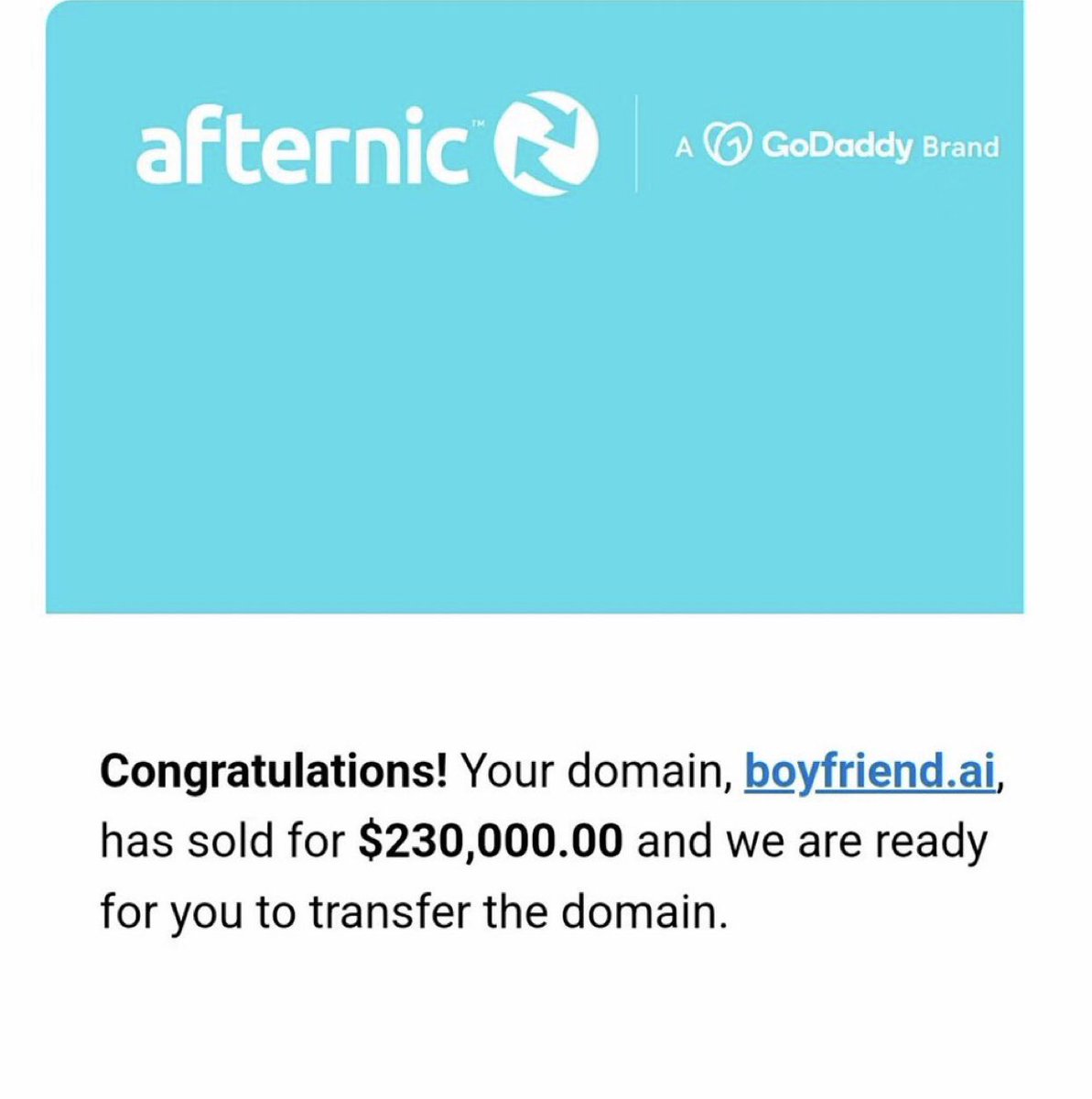 trinh_minh_hieu's tweet image. Boyfriend.ai sold $1,504 - 2022

Three years later it was sold for $230,000, end of December 2024

Huge profits!

#domain #domainname