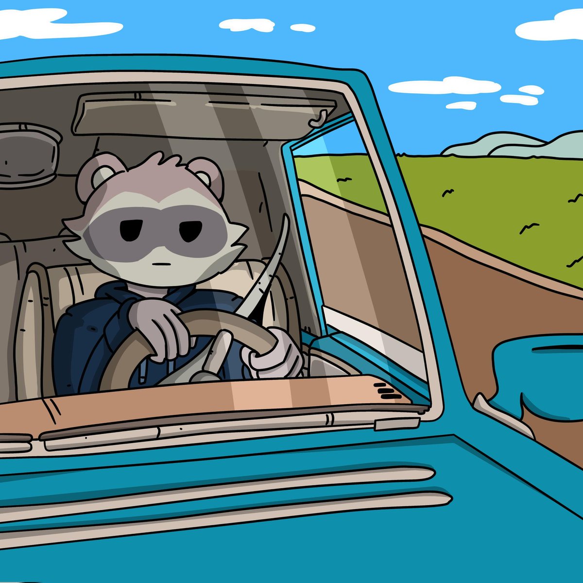 Mikaz_official's tweet photo. After a long day's work at the raccoons DC server i'm heading home to rest for few mins. But since Raccoon is for the community I'll only give fellow raccoons a ride. You wanna join me? 😄😄

Took me a while to complete this fan art but I'm happy I did.
@RcoonsNFT @ereniumcrypto https://t.co/ydwoemjkp8