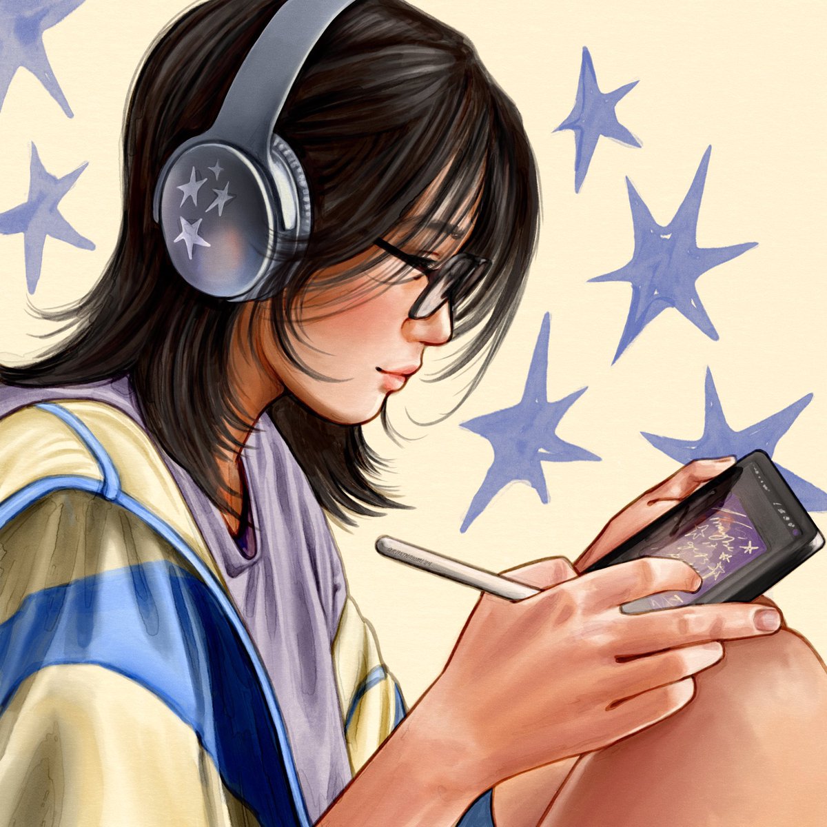 hi, it's my birthday today ! grateful for all of you for being here !! hoping you can rt my art as a gift🎐🍃