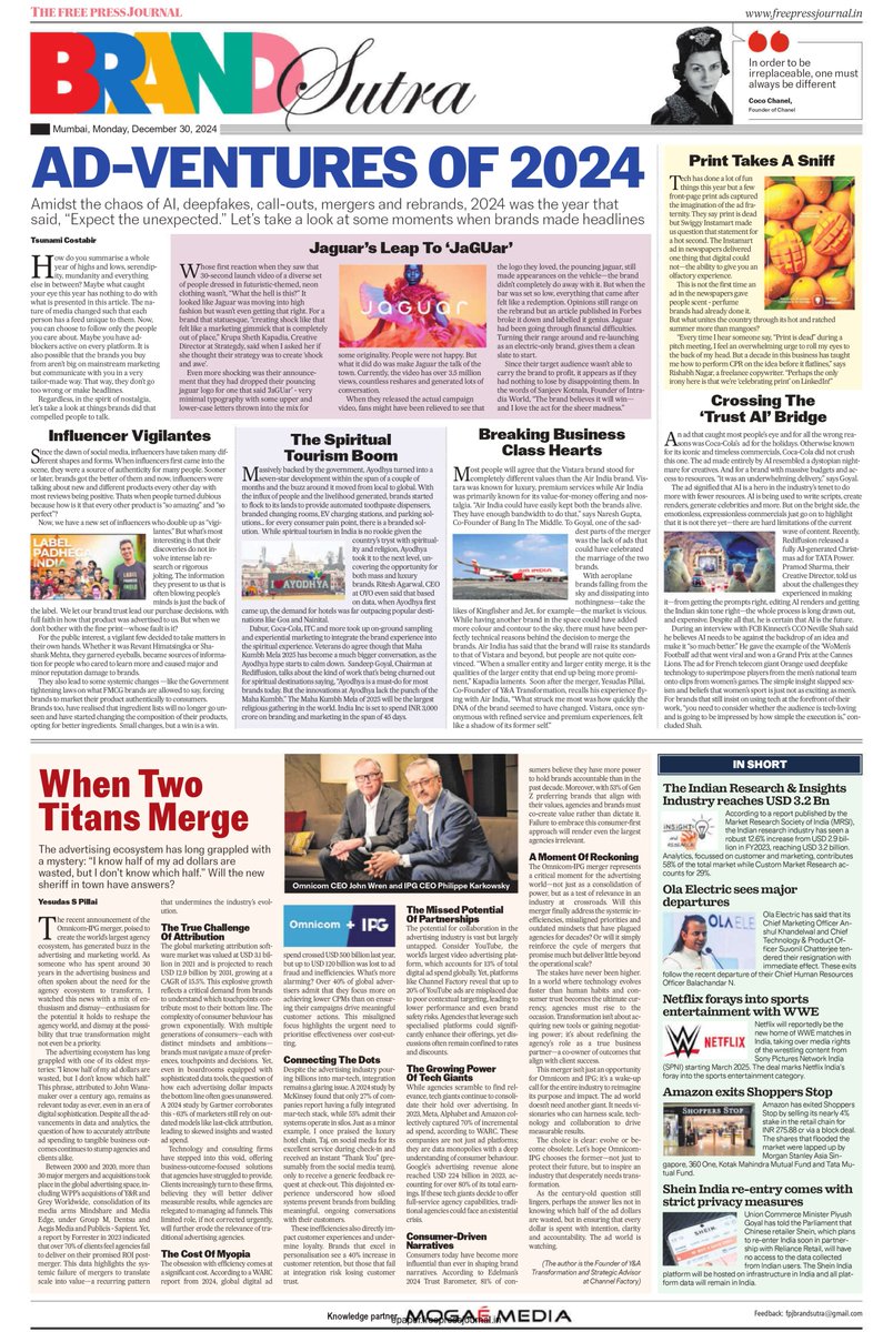 fpjindia's tweet photo. #BrandSutra | We look back at some moments when brands made headlines; and @s_yesudas writes on the Omnicom-IPG merger.

Link: https://t.co/hNTg6FRNRw

#advertising #brands #marketing @TsunamiCostabir https://t.co/mOm1pNu3UL