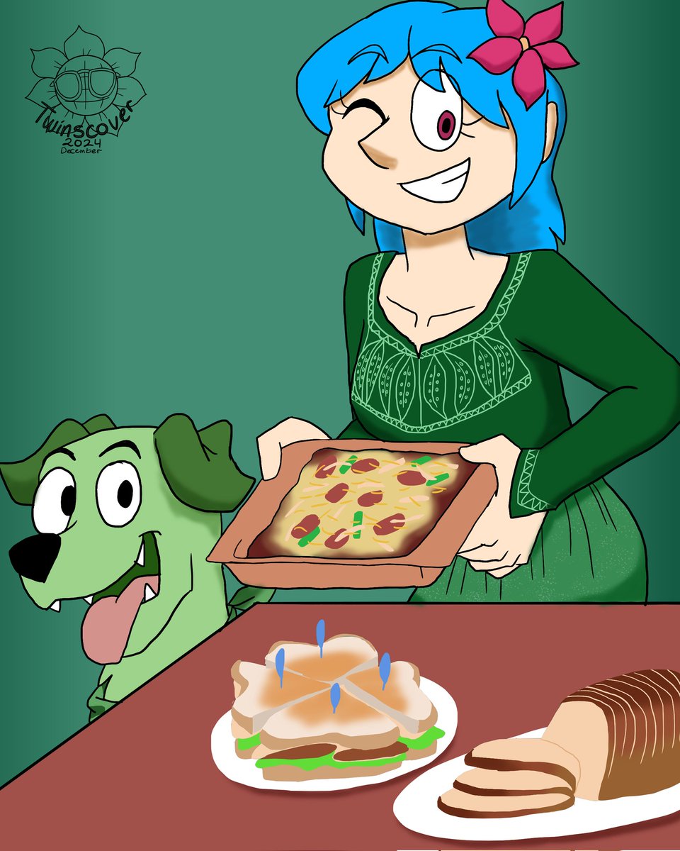 twinscover12's tweet photo. Late Day 28, Cold Turkey. You have leftover turkey, Milly know how to reduce it as new dish. She's always tried to make sure no leftover foods left.

#originalcharacter #ocfanart #ocart  #fluffcember https://t.co/McxjHyWUHK