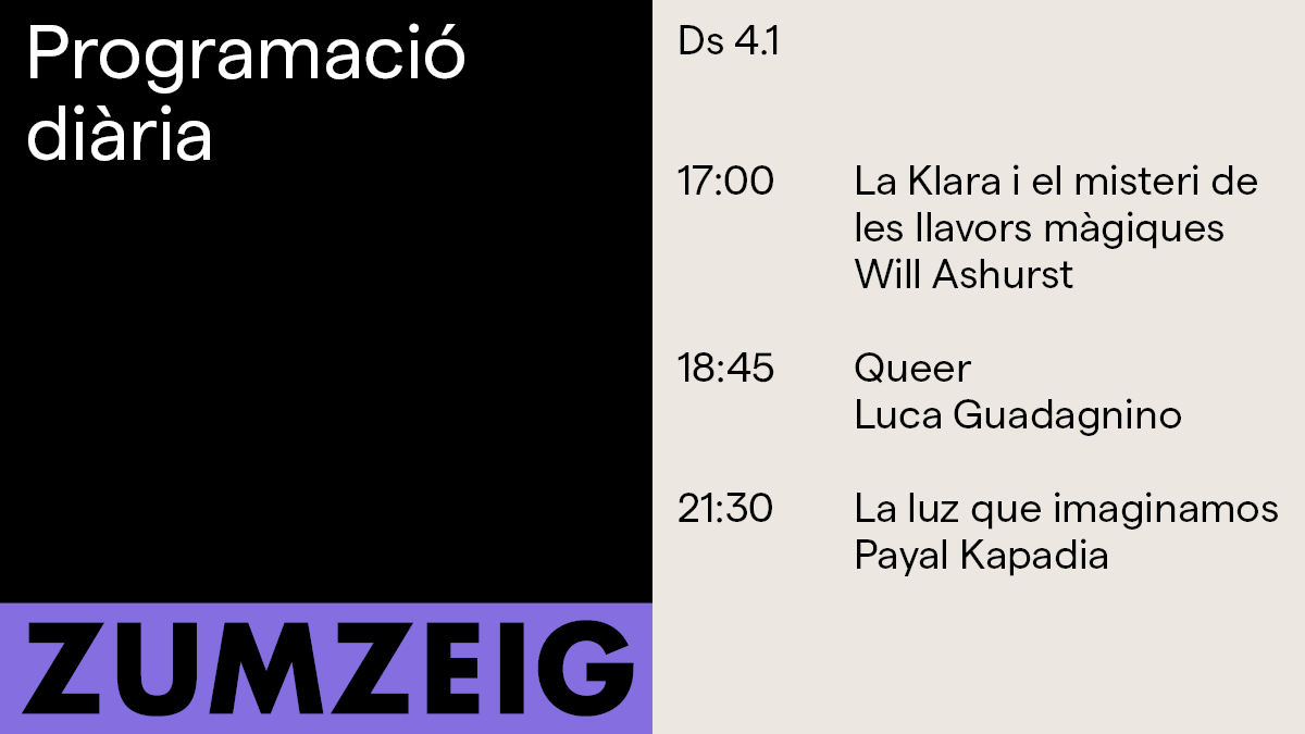 Dissabte🎄

#LaKlara Un emocionant misteri basat en els clàssics de la literatura🐰
#Queer Un autoexpatriat en recerca de connexions humanes 🪂
#LaLuzQueImaginamos Tres dones creant una comunitat lluny de la seva llar 💫

🎟️bit.ly/3rBezuG