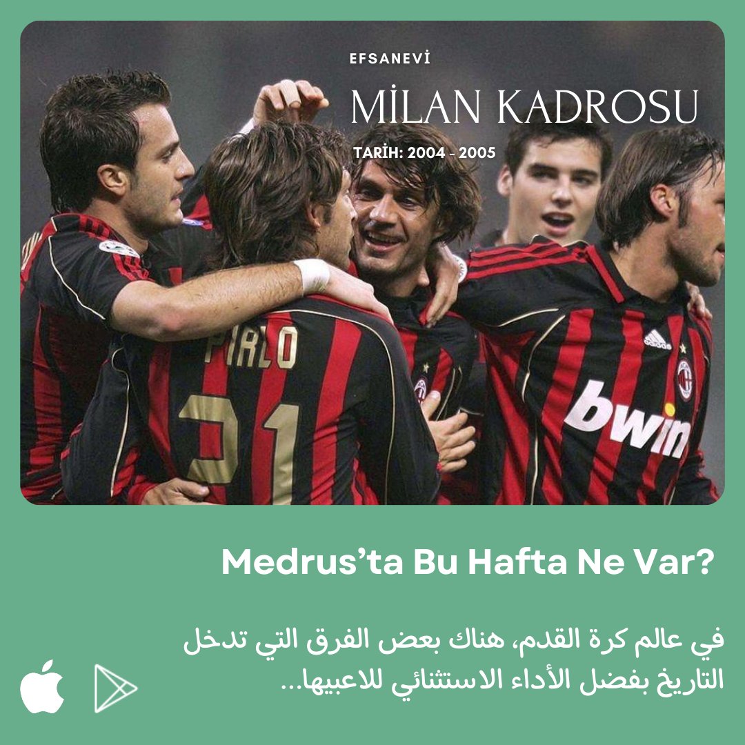 Medrusapp's tweet photo. Medrus-Arapça öğren mobil uygulamasında bu haftanın okuma metni Efsanevi Milan Kadrosu sizlerle.🏆

#arapçauygulama #irab #arapdili #medrusilearapcaogren https://t.co/HiY1P5kvxN