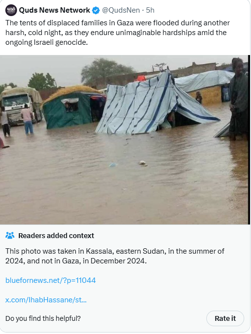 Daniel_Sugarman's tweet photo. This account has taken a picture from Sudan and claimed it as Gaza.

One reason it thinks it can get away with it is because Gen Z has almost no idea what is going on in Sudan. The death toll in Khartoum State alone is far higher than Gaza. 6 times as many refugees displaced. https://t.co/bLLgV2rb9C