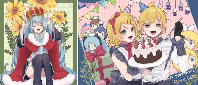 #2024年自分が選ぶ今年の4枚 お誕生日絵はまとめちゃいました!2枚目のリンちゃんですごくたくさんの方々とコラボできたので楽しかったです!! 