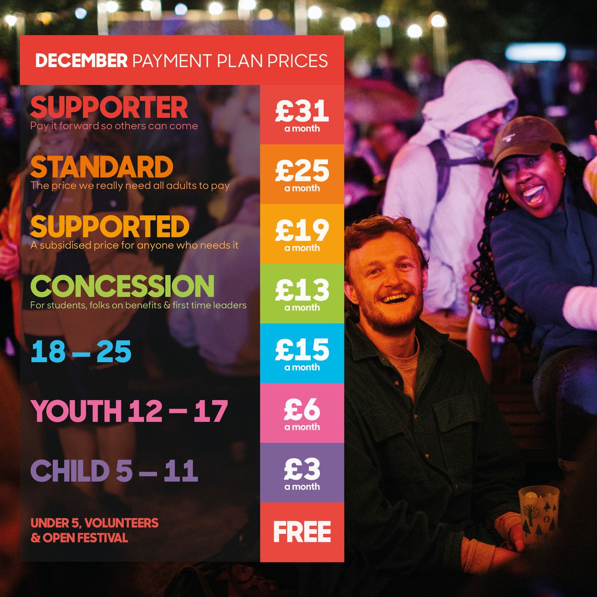 Ticket prices go up in just one week, but buying yours in what’s left of 2024 works out better for you than waiting a few more days. Buy them in early January (before our 6th January deadline) and you’ll still get our best ticket price but you only get seven months to repay.