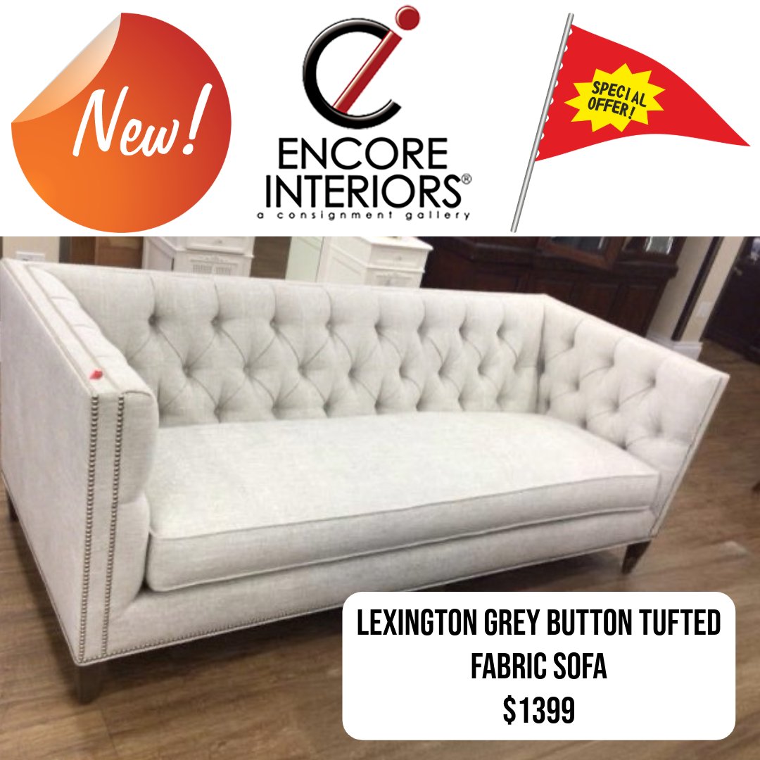 ConsignmentFLA's tweet image. Upgrade your living space with this Lexington Grey Button-Tufted Sofa! Modern, cozy, and perfect for any home. Yours for $1399 at Encore Interiors.

#HomeStyle #ConsignmentTreasure #FurnitureDeals #EncoreInteriors