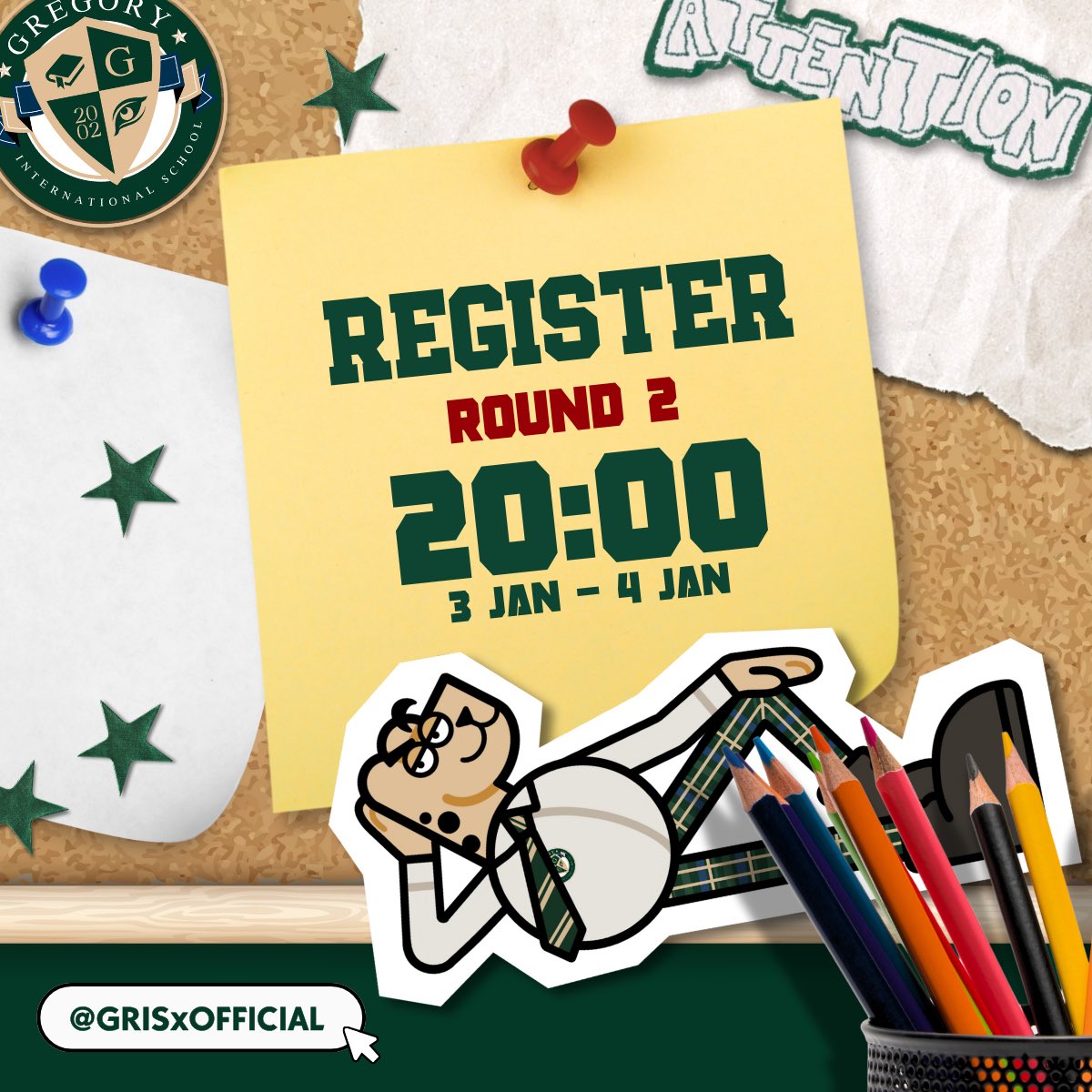 GRISxOFFICIAL's tweet photo. 📣《 𝗥𝗘𝗚𝗜𝗦𝗧𝗥𝗔𝗧𝗜𝗢𝗡 𝗥𝗢𝗨𝗡𝗗 2️⃣ 》🐆

✯

Register : https://t.co/m5MmfMVVQ0 ( 3 JAN (8PM) - 4 JAN 2025 )
Check : https://t.co/DoNjegtuIb
Check Facebook : https://t.co/COyqZU88rH

✅ กรุณาตรวจสอบกฎการลงทะเบียนรอบที่สองใหม่ได้ที่ 🔗 https://t.co/sF3AXURNdN https://t.co/QVVZ9s5iM8