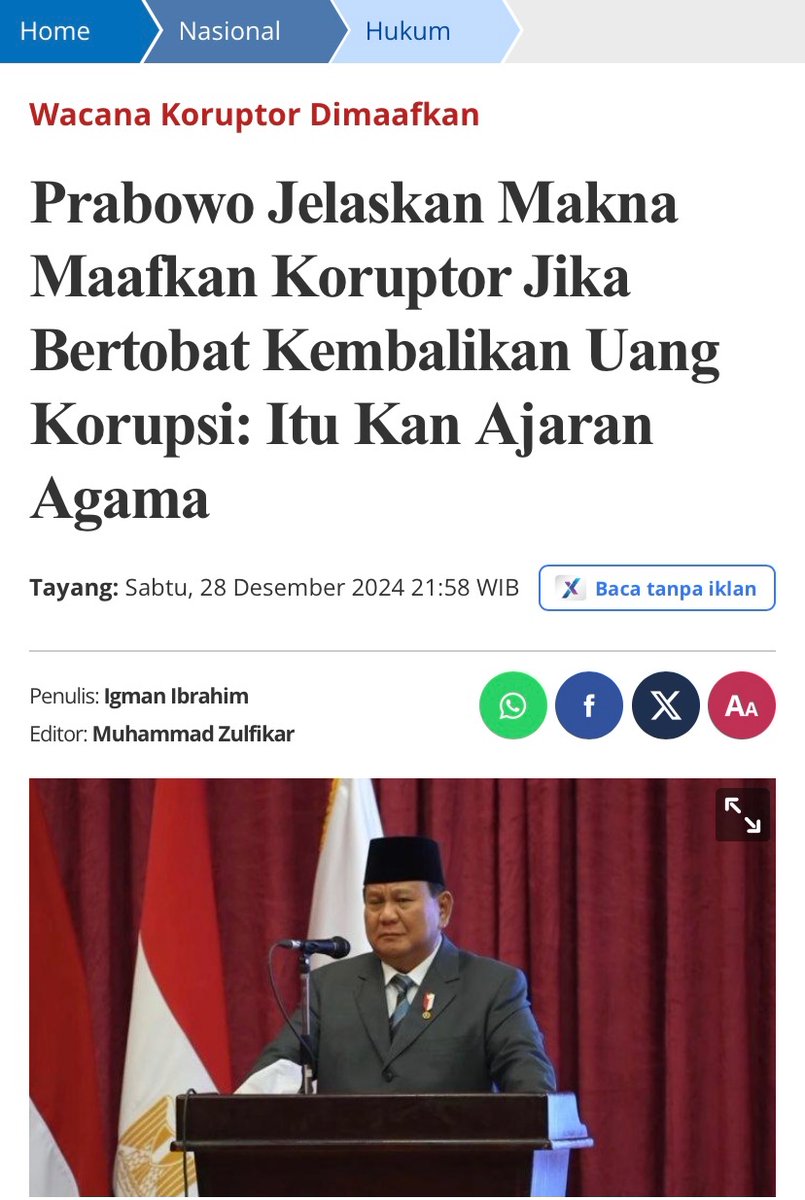 DokterTifa's tweet photo. Yth Presiden @prabowo 

Ajaran agama kita menyatakan, 

Kalau ada PENCURI, maka hukumannya POTONG TANGAN.

Bukannya dimaafkan.
Korupsi bukan Lebaran.

Sebagai Rakyat, saya punya hak prerogatif untuk menghukum setiap Pencuri yang mencuri uang negara, uang rakyat, dengan cara:

SAYA TIDAK AKAN  MEMAAFKAN SIAPAPUN YANG MENCURI UANG NEGARA, SAMPAI KIAMAT!

BIARLAH ALLAH YANG MENGHUKUM MEREKA, DENGAN HUKUMAN YANG SEBERAT-BERATNYA!