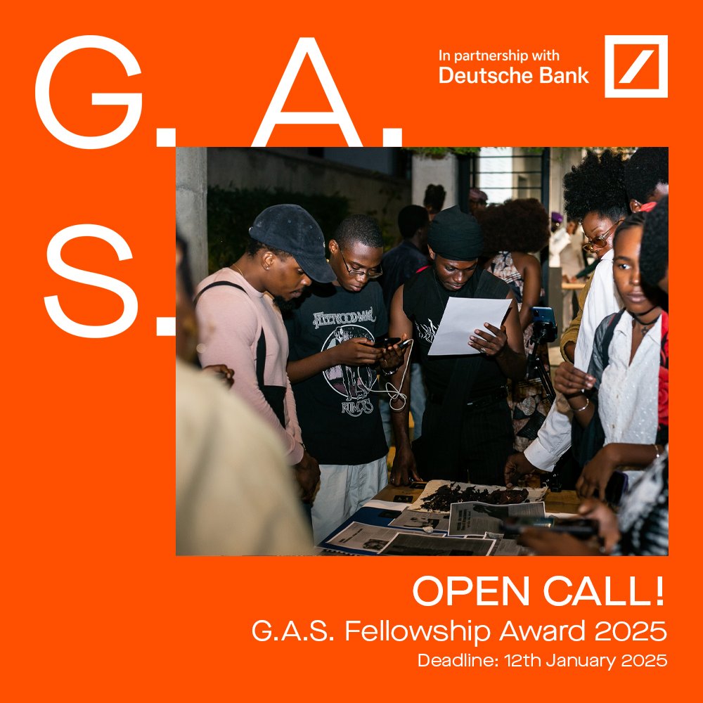 🚨 REMINDER! 🚨

Applications are still open for the G.A.S. Fellowship Award 2025!

2 fully-funded six-week residencies at G.A.S. Lagos for mid-career professionals based and working in Africa.

🔗 Apply here: tinyurl.com/24unf5sw

Supported by @deutschebank