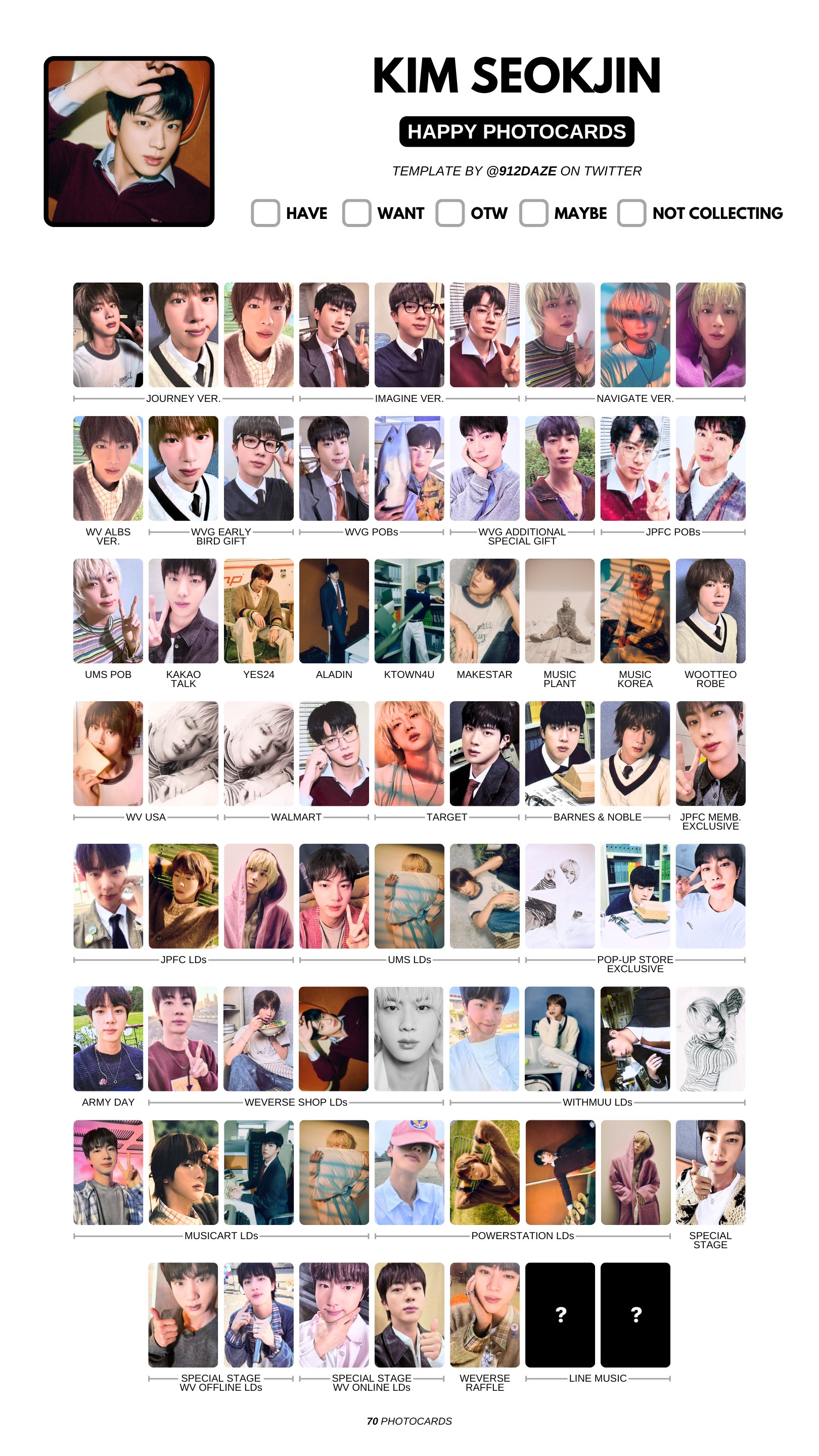 Btsのジンさんのphotocards！ Amazon.com : BTS JIN Special Photocard Set (60ea in box
