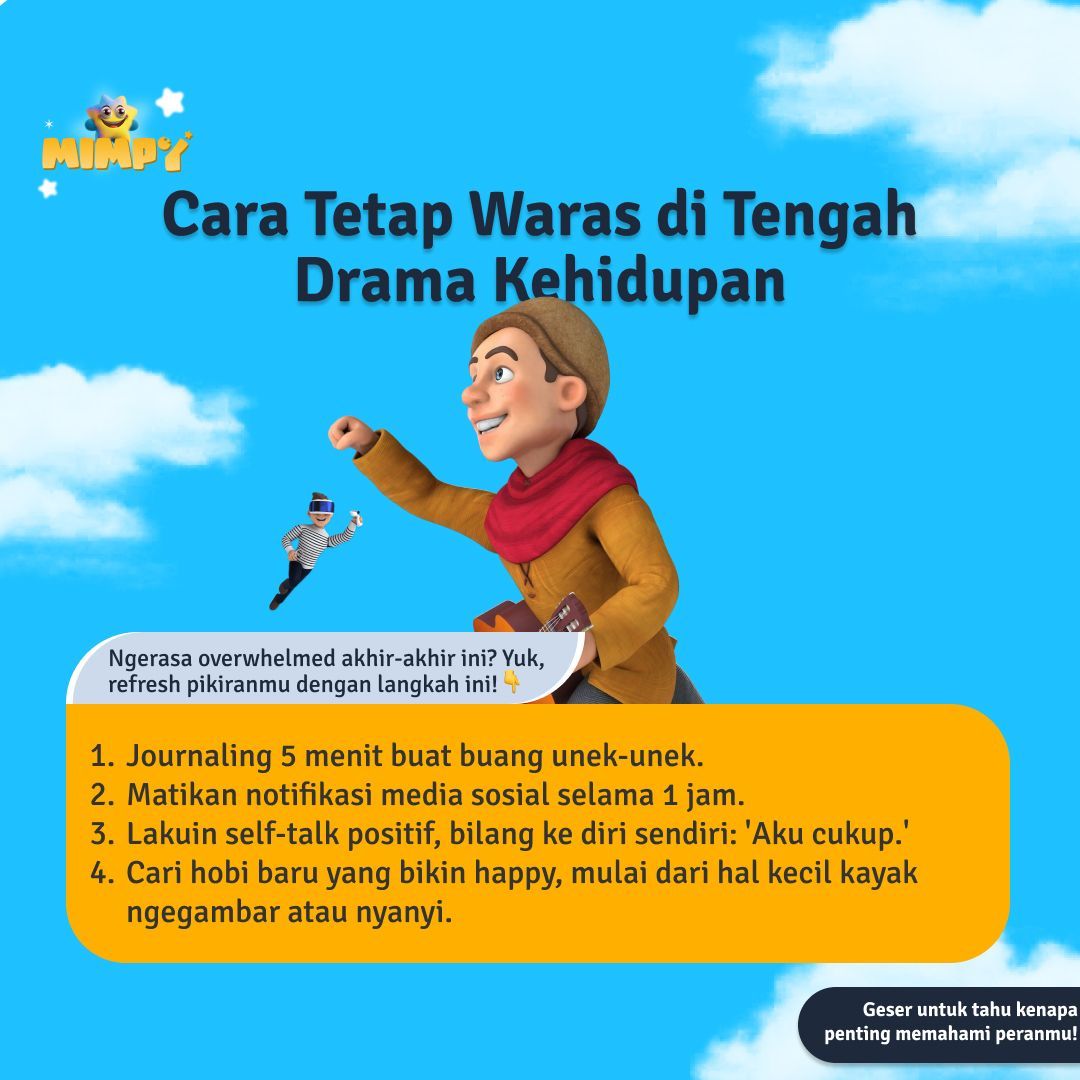 MimpyMu's tweet image. 🧠 Hidup emang nggak selalu mudah, tapi kamu bisa tetap *stay calm* dengan langkah-langkah self-care ini. Kadang, kita cuma butuh 5 menit aja untuk me-reset energi dan pikiran. 🌸

Ingat, kamu lebih kuat dari yang kamu kira. Jangan lupa kasih *love* buat diri sendiri hari ini! 💖…