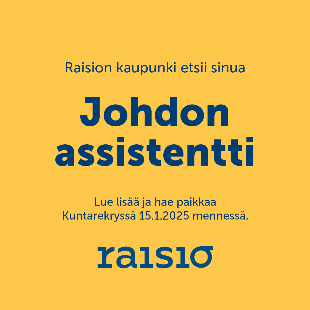 Mielessä uusi vuosi ja uudet haasteet? Tule meille johdon assistentiksi! Haemme henkilöä, jolla on erinomainen organisointikyky, korkeakoulututkinto, modernit digitaidot ja kokemusta viestinnästä, toimistotyöstä tai asiakaspalvelusta. kuntarekry.fi/fi/tyopaikat/j… #raisio