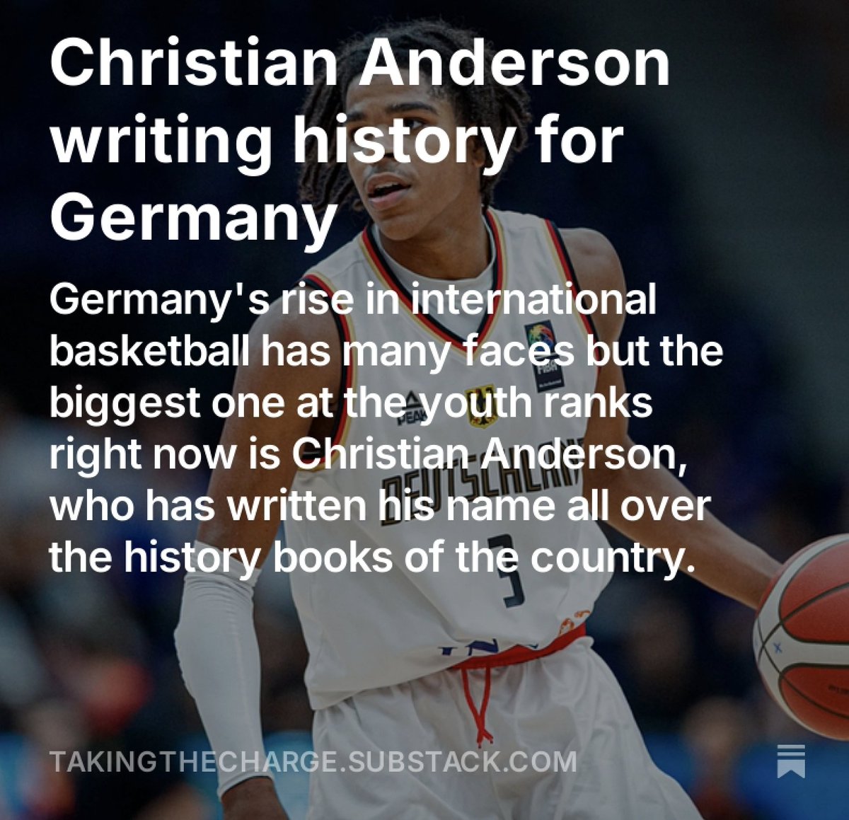 One of the most exciting players in German youth NT ranks is Christian Anderson
- helped Germany make history by winning #U18EuroBasket 
- is a leader at Texas Tech
- could star next year at #FIBAU19 
And there's a younger brother ready to play for GER too
open.substack.com/pub/takingthec…