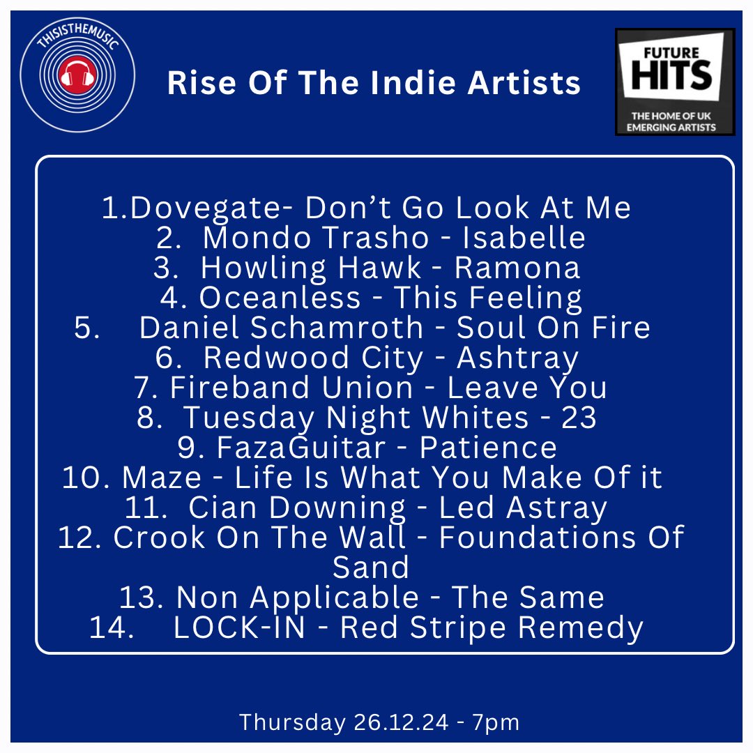 ThisIsTheMusic_ (@thisisthemusic2) on Twitter photo Latest show now available on demand
<a href="/Dovegate_music/">Dovegate</a> <a href="/MondoTrasho1/">Mondo Trasho</a> <a href="/HowlingHawkBand/">Howling Hawk</a> <a href="/oceanlessband/">Oceanless</a> @DanielSchamroth Redwood City <a href="/FirebirdUnion/">Firebird Union</a> <a href="/tnwofficial_/">Tuesday Night Whites</a> Faza Guitar <a href="/mazeukmusic/">MAZE</a> <a href="/ciandowning7/">Cian Downing</a> <a href="/crookonthewall/">COTW</a> @nonapplband <a href="/Lockin_Band/">LOCK-IN</a>
#NewMusic2024
mixcloud.com/futurehitsradi⦠Latest show now available on demand
<a href="/Dovegate_music/">Dovegate</a> <a href="/MondoTrasho1/">Mondo Trasho</a> <a href="/HowlingHawkBand/">Howling Hawk</a> <a href="/oceanlessband/">Oceanless</a> @DanielSchamroth Redwood City <a href="/FirebirdUnion/">Firebird Union</a> <a href="/tnwofficial_/">Tuesday Night Whites</a> Faza Guitar <a href="/mazeukmusic/">MAZE</a> <a href="/ciandowning7/">Cian Downing</a> <a href="/crookonthewall/">COTW</a> @nonapplband <a href="/Lockin_Band/">LOCK-IN</a>
#NewMusic2024
mixcloud.com/futurehitsradiβ¦