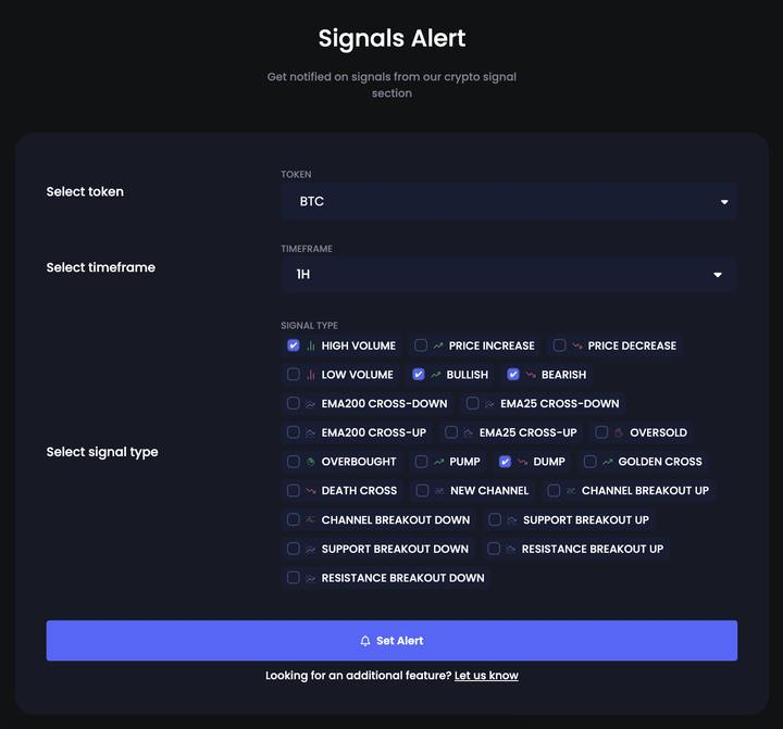 🎉 Coming Soon: Signal Notifications! 🎉

Dash 2 Trade is about to get even better! With Signal Notifications, you’ll never miss a beat:

✅ Pick the coins you care about
✅ Let Dash 2 Trade track the market
✅ Get notified when your conditions are met

📩 Smarter trading is just