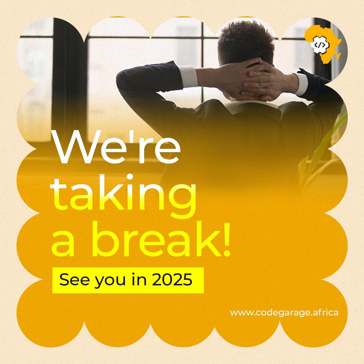 CodegarageA's tweet image. We're taking a well-deserved break!
We'll be back in 2025, recharged and ready to take on new challenges and innovations.
Wishing you all a joyful holiday season and a fantastic New Year ahead!
#SeeYouIn2025 #HolidayBreak #NewYearVibes #CodeGarageAfrica