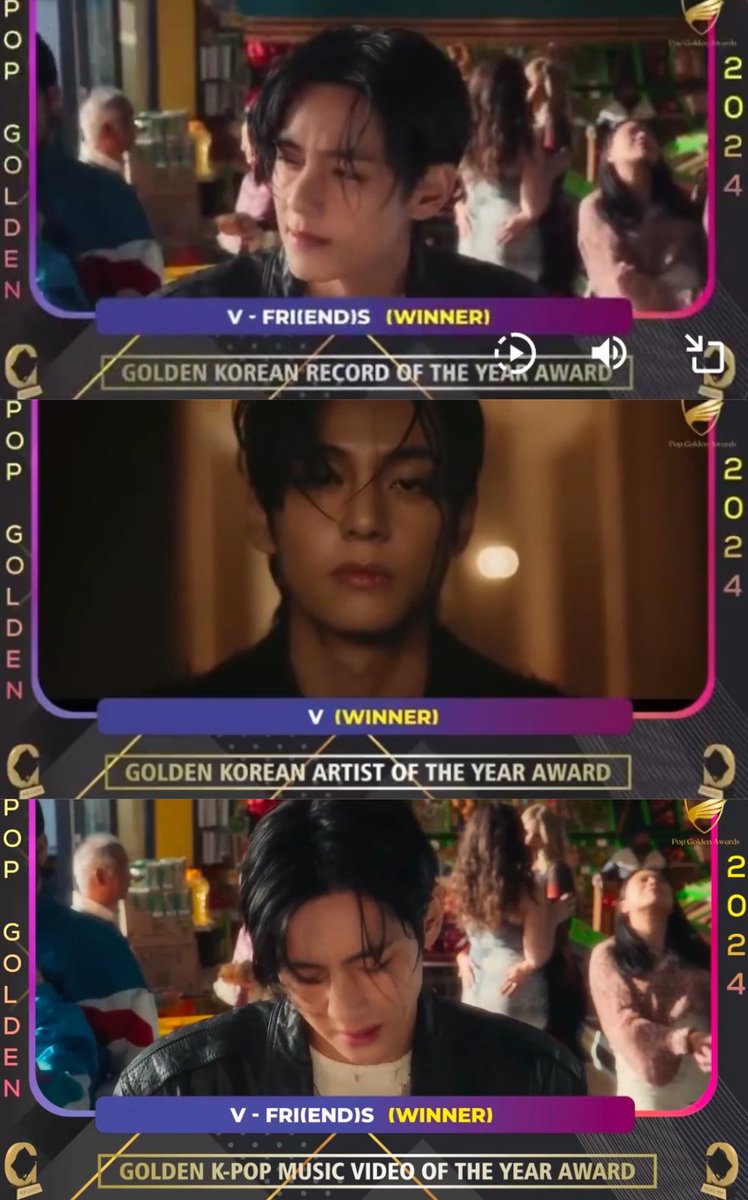 BTSVChartData's tweet photo. V has won 3 Awards at the 2024 Pop Golden Awards! 

🏆Artist of the Year
🏆Record of the Years (FRI(END)S)
🏆K-pop Music Video of the Year (FRI(END)S)

BEST ARTIST KIM TAEHYUNG 
#PopGoldenAwardsWinnerV
#V_FRI_END_S_MV_OfTheYear
#V_FRI_END_S_Record_OfTheYear https://t.co/ufv8zkRz41