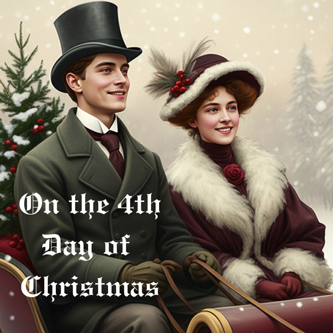 Daniel and Kathleen steal a moment to be by themselves and take a sleigh ride. Join them on their Christmas mystery in Murder on West Lake available now. #historicalmystery #cozymystery #romanticmystery