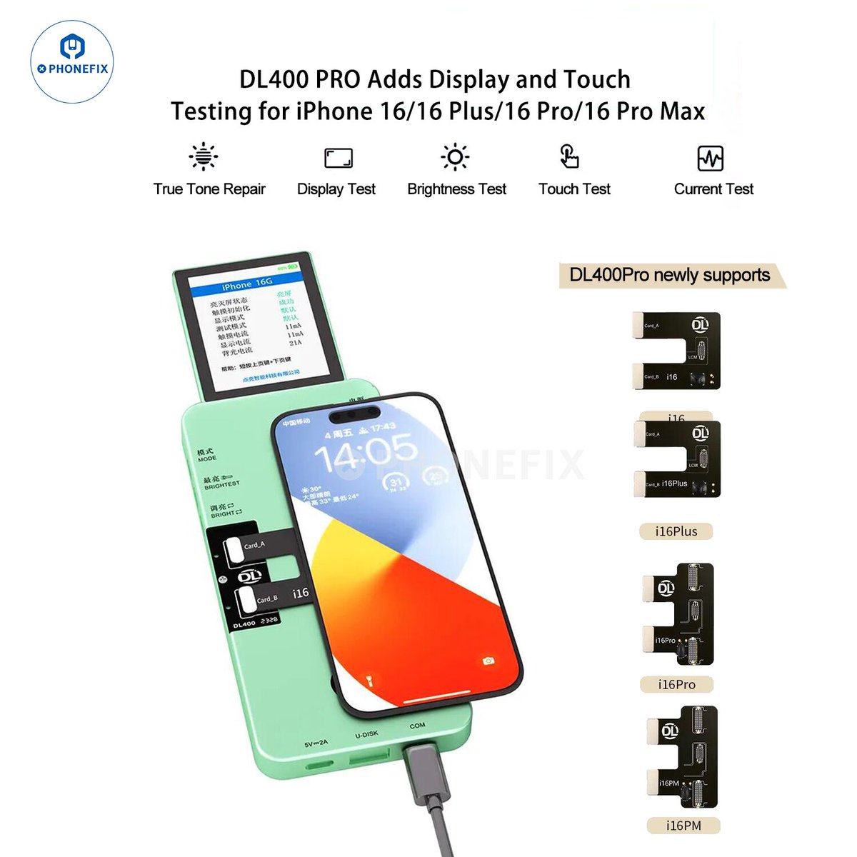 vipprogfixphone's tweet image. Upgraded! #DL400Pro Screen Tester first adds iPhone 16 series screen test cable for iPhone 16/16 Plus/16 Pro/16 Pro Max display touch testing.

#screentester #iPhone16 #iPhone16Promax #iPhone16Pro #iPhone16Plus #iPhonedisplay #iPhonescreen #mobilephone #diyfixtool #phonefix