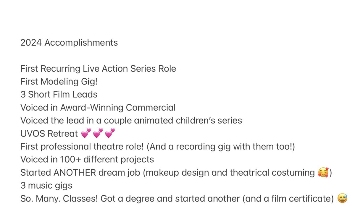 Reminder: YOU ARE ENOUGH 💕!   

Ngl, This year, I felt like I didn’t do enough in my VO journey😅. Writing things down reminded me of everything  I’ve accomplished; not all VO related, but huge strides nonetheless. Will announce more soon!