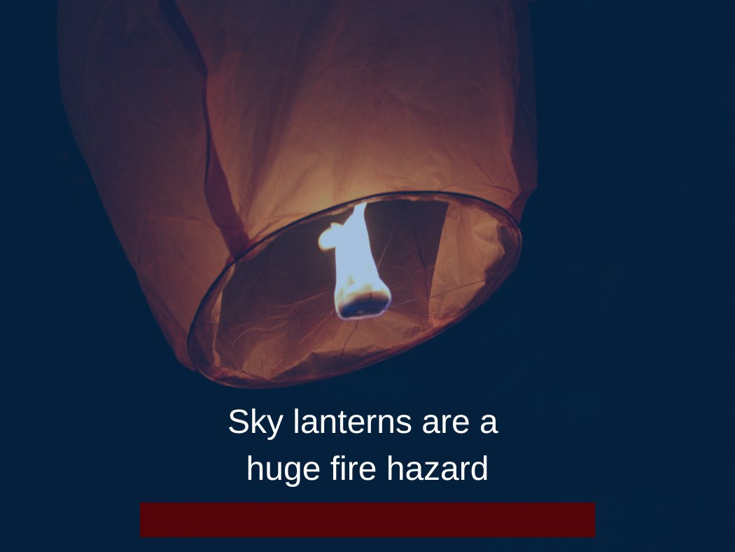 It's a no from NFCC for using sky lanterns this New Year's Eve! They're a huge fire hazard putting people and animals at risk not to mention the additional pressure they pose for fire and rescue services and the NHS.