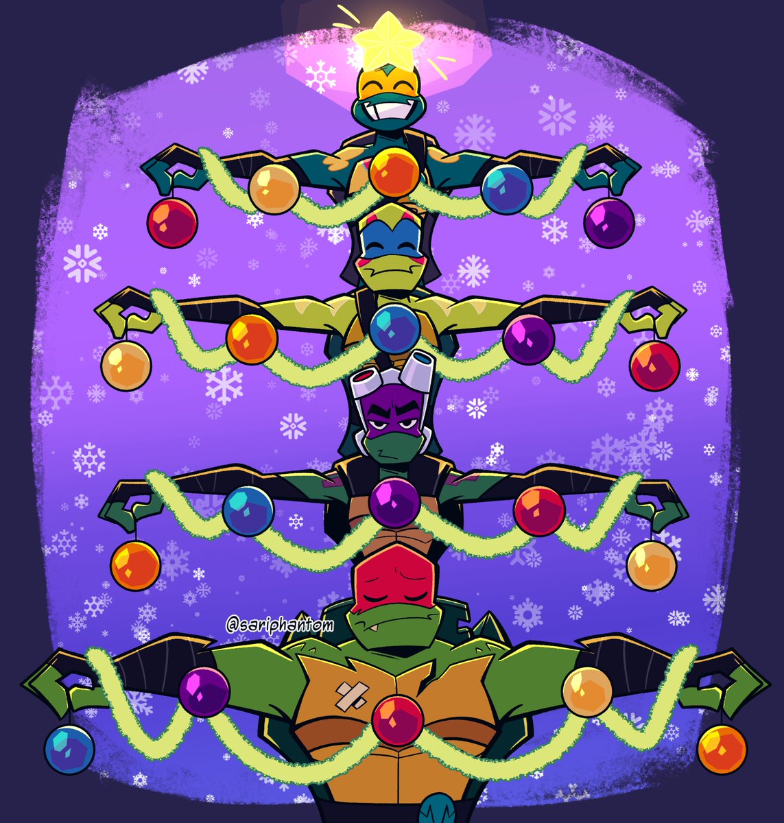 sariphantom's tweet image. Wanted to do a turtle Christmas tree before 2024 ends 🧡💙💜❤️

#rottmnt #riseofthetmnt