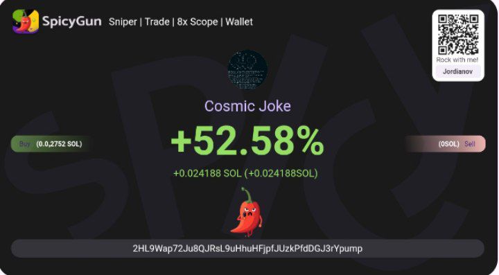 Here's the $JOKE | DYOR

MC: 730k
Holders: 1.4k

Buy here:
t.me/SpicyGun_Sol_b…

Tag:
#solana $SOL #Memecoi
