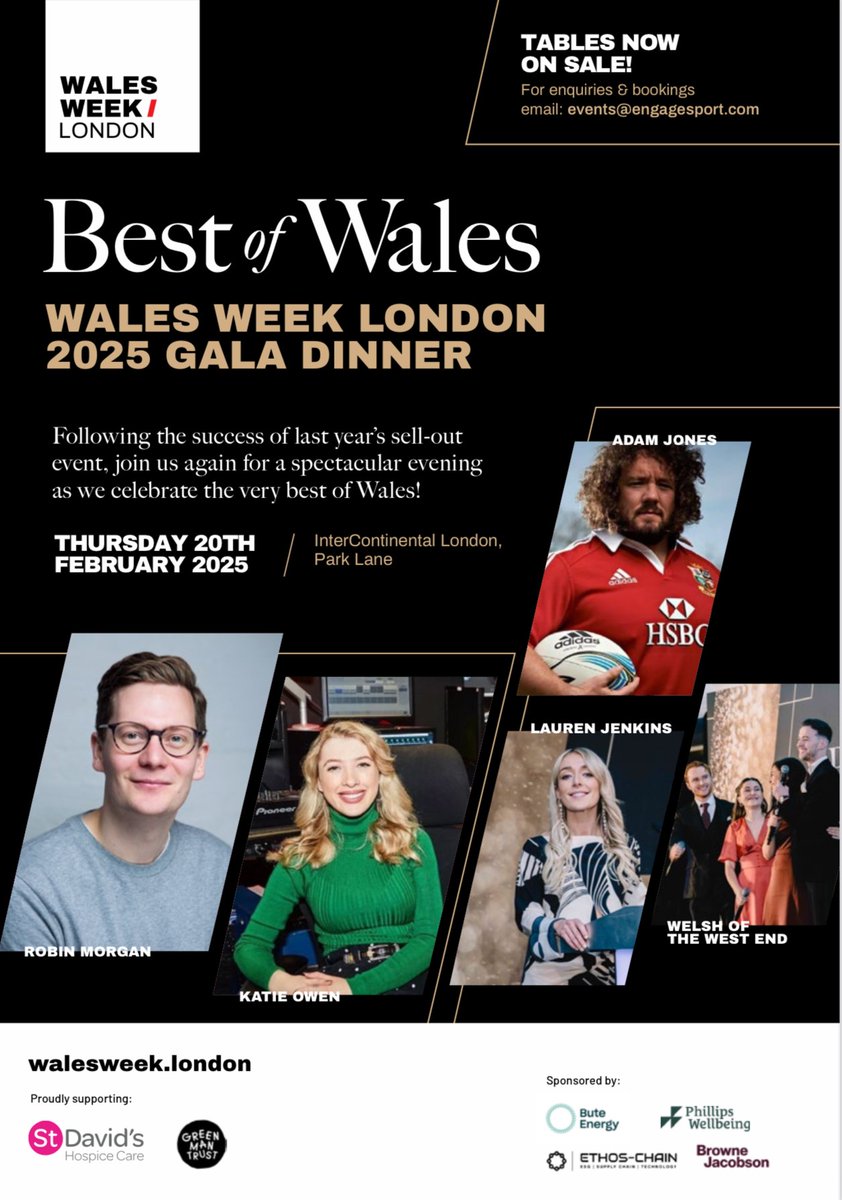 Wales Week / London (@walesweeklondon) on Twitter photo Join us for the Best of Wales Gala Night at the InterContinental, Park Lane on Thurs, 20 Feb 2025!
Comedy by <a href="/robinjaymorgan/">Robin Morgan</a>, performances by
<a href="/WelshWestEnd/">Welsh of the West End</a>, sports stars like Adam Jones & DJ
<a href="/Katieeowen_/">Katie Owen</a>
Supporting <a href="/greenmantrust/">Green Man Trust</a> <a href="/SDFHC/">St Davids Hospice</a>
More info: walesweek.london/whats-on/wales… Join us for the Best of Wales Gala Night at the InterContinental, Park Lane on Thurs, 20 Feb 2025!
Comedy by <a href="/robinjaymorgan/">Robin Morgan</a>, performances by
<a href="/WelshWestEnd/">Welsh of the West End</a>, sports stars like Adam Jones & DJ
<a href="/Katieeowen_/">Katie Owen</a>
Supporting <a href="/greenmantrust/">Green Man Trust</a> <a href="/SDFHC/">St Davids Hospice</a>
More info: walesweek.london/whats-on/wales…