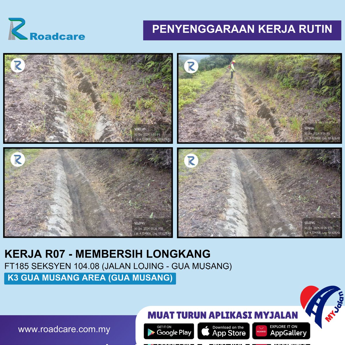 Kerja membersih longkang R07 di FT185 Jalan Lojing - Gua Musang, Jajahan Gua Musang Kelantan oleh #teamroadcare

<a href="/jkrguamusang/">JKR Gua Musang</a> 
<a href="/BhgJalan_Kelate/">Bhg Jalan JKR Kelantan</a> 
<a href="/IPJKR_Official/">JKR Malaysia Rasmi</a> 
<a href="/ZTTCSFJ/">ZTT CSFJ</a> 
<a href="/JKRKelantan/">ᴊᴋʀ ɴᴇɢᴇʀɪ ᴋᴇʟᴀɴᴛᴀɴ</a> 
<a href="/Roadcare_HQ/">ROADCARE (M) SDN BHD</a> 
<a href="/Roadcare_Kelntn/">ROADCARE WILAYAH KELANTAN</a>