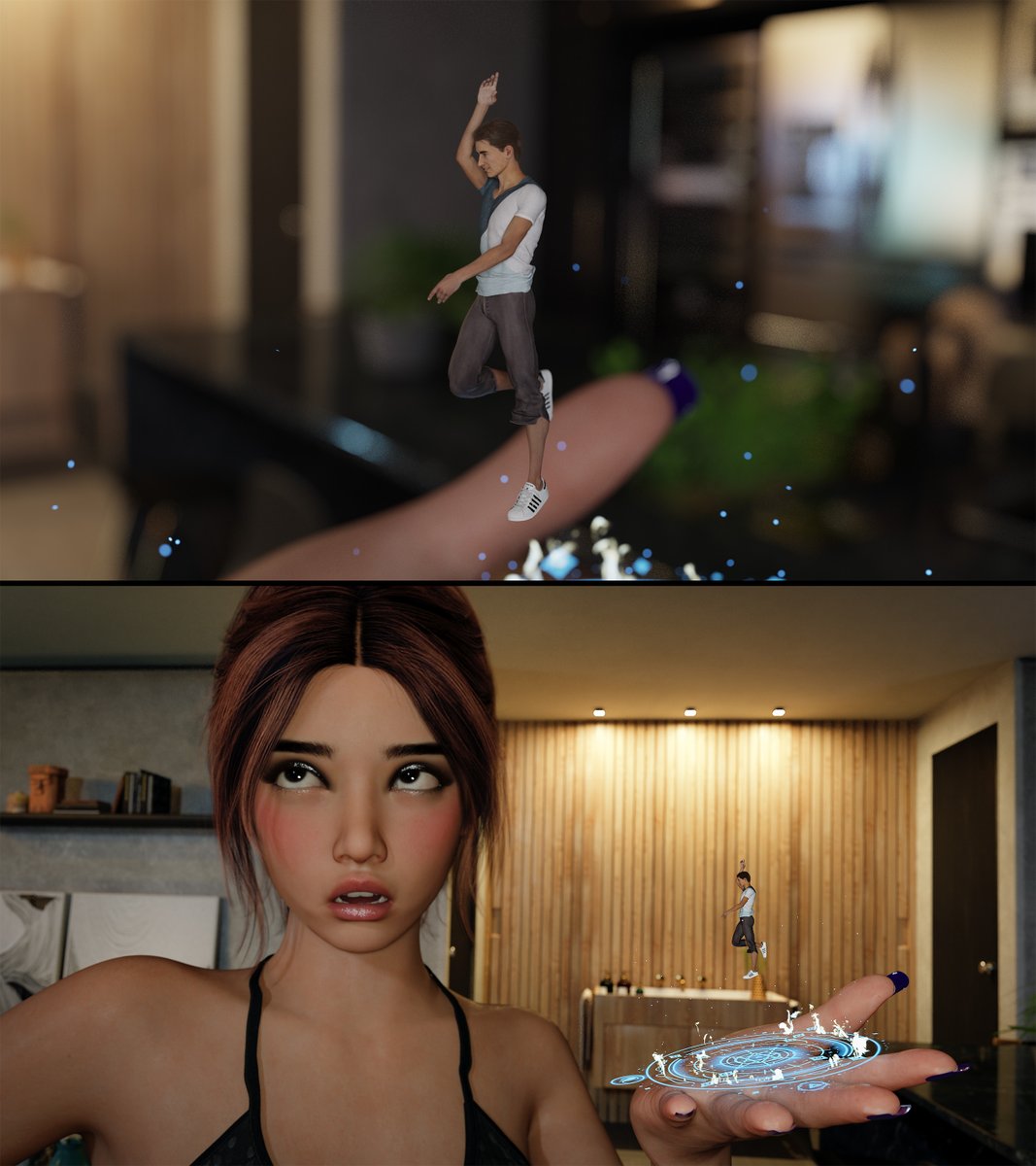 "Throughout heaven and earth, I alone am the tiny one."

"Are you done messing around yet?"😒

Had to make this to get this dumb idea out of my head lol.
#Giantess #SizeTwitter