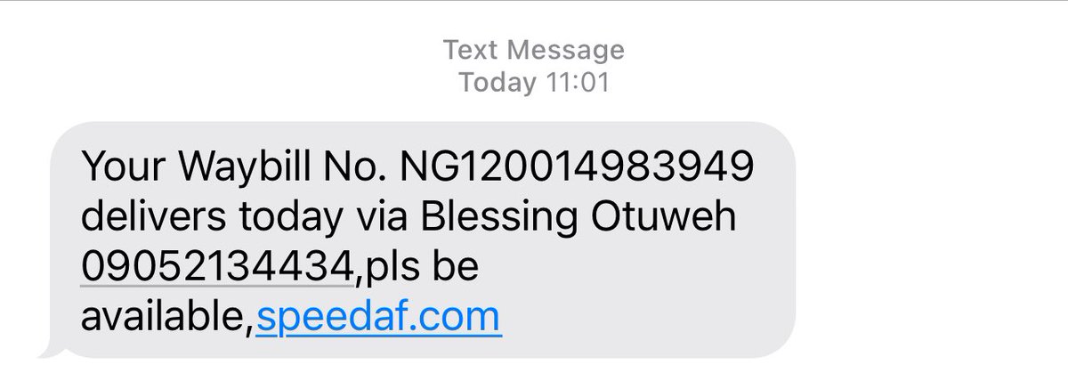 Flowwithsugar's tweet photo. @Speedafng Hello, I have been calling the delivery person number sent to my phone by speedaf to deliver my package, the person stopped answering calls, this is a horrible disappointment. I had to call the number after days of not getting a call, please kindly deliver my package to me. https://t.co/Z1rlcqlIZs