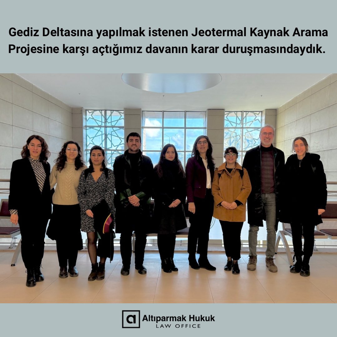 Gediz Deltasına yapılmak istenen Jeotermal Kaynak Arama Projesine karşı açtığımız davanın karar duruşmasındaydık. Korunması gereken önemli bir sulak alanı,ekosistemleri, türleri, biyoçeşitliliği ve sağlıklı bir çevrede yaşam hakkını savunduk. #gedizdeltası
#altıparmakhukuk #izmir