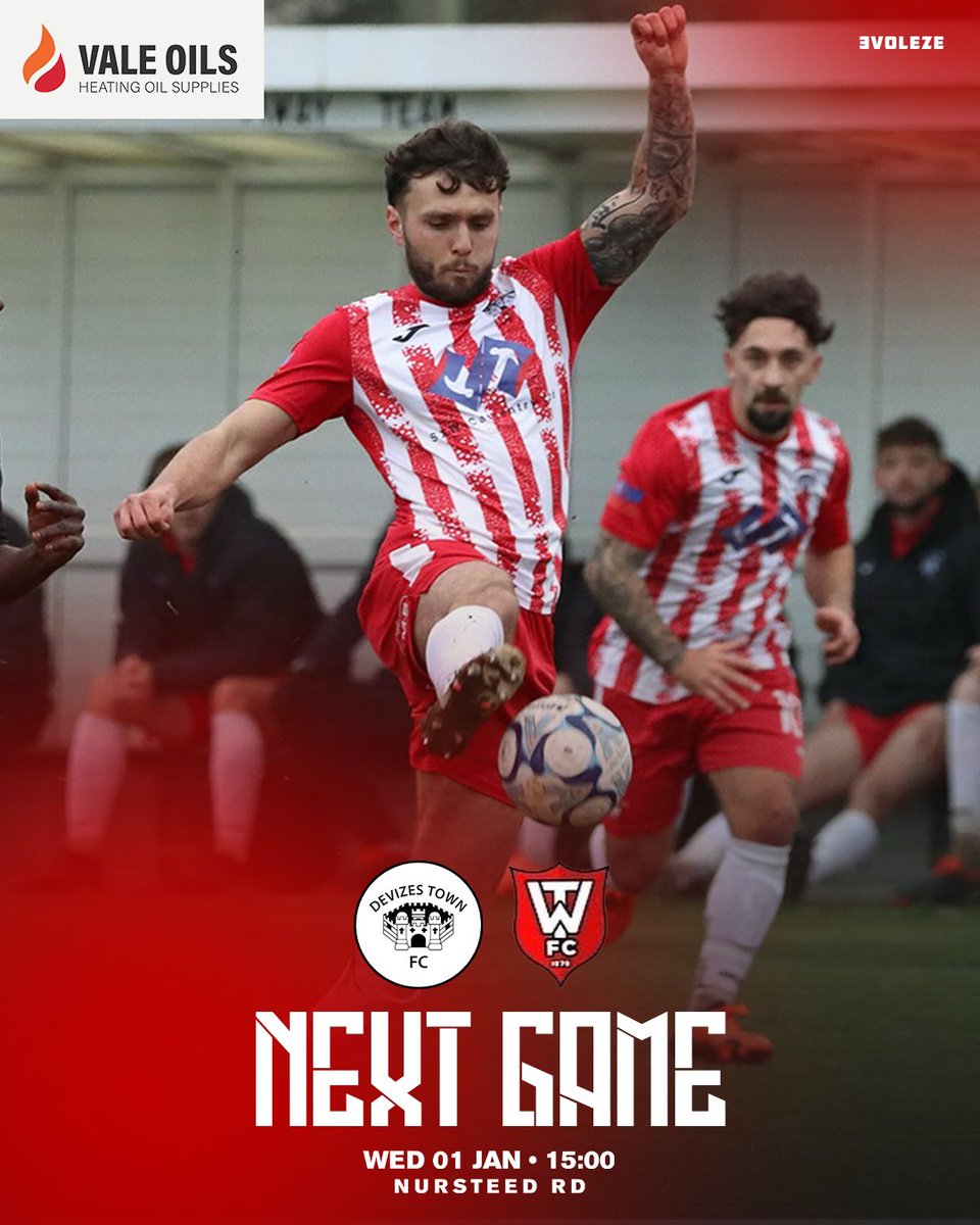 NEW YEARS DAY AT NURSTEED RD

We are back in action at home this coming NYD as we host another local derby against Warminster Town.

Your support has been superb throughout 2024 &amp; we will look forward to seeing you all back at the club in 2025.

KO 3pm
Club Open from 12

🔴⚪️