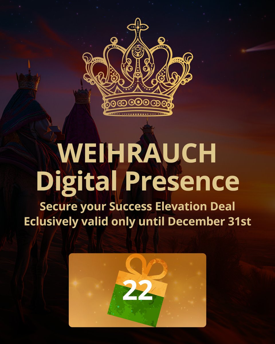 Book your success – exclusively available until 12/31!
✨ WEIHRAUCH: Success Elevation Deal – Elevate your digital presence – professional, visible, and future-proof.
👉 Only a few days left!

Book now with one click:
copecart.com/products/ab48c…

Learn more:
marlenekerndesign.de/en/#securing-g…