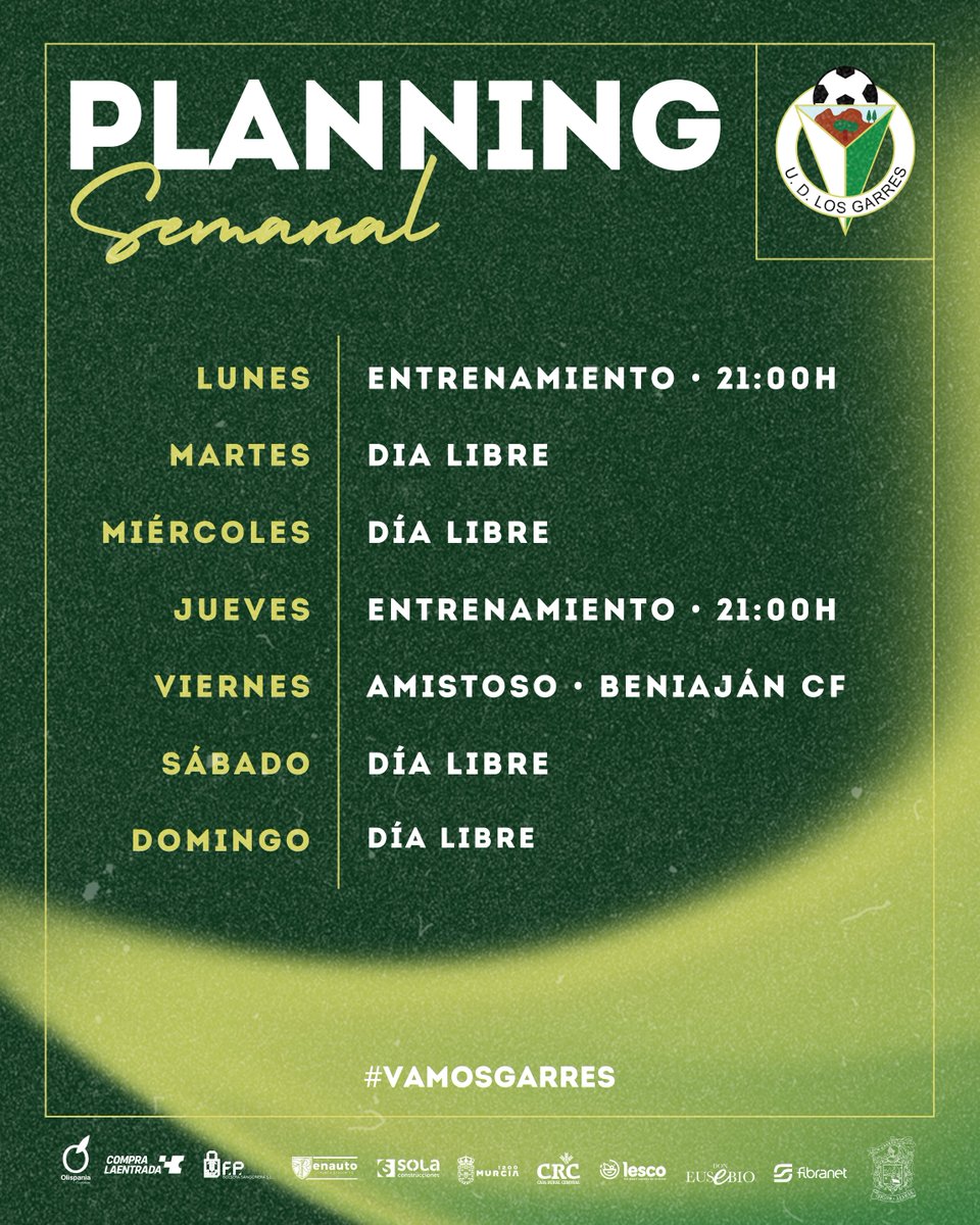 UDLosGarres's tweet photo. ¡Buenos días!

Hoy despedimos 2024 con una sesión de trabajo y el viernes disputaremos un amistoso ante el @BeniajanUCAMCF 

¡Al lío! 🏋🏻‍♂️

#VamosGarres https://t.co/qVlXFSZ3Lu