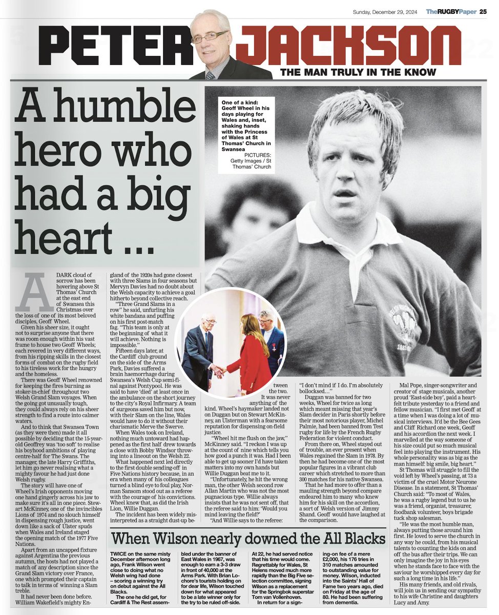 Lovely piece by <a href="/JackoRugby/">Peter Jackson</a> in The Rugby Paper, reflecting on the life of the wonderful Geoff Wheel. RIP, Geoff.