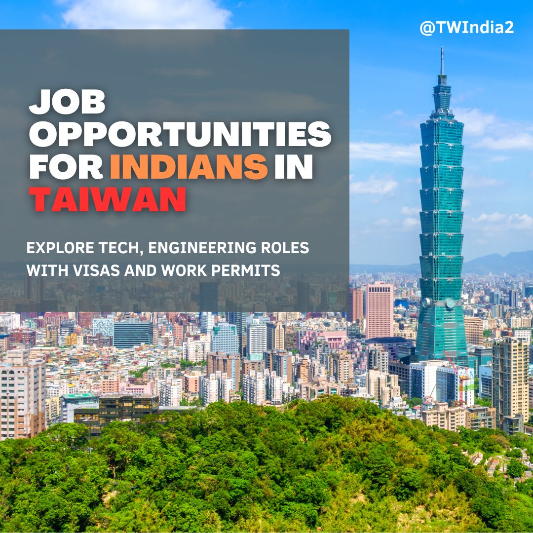 Taiwan is welcoming skilled Indian workers in sectors like tech, engineering, and more! 🇮🇳🇹🇼 With the Employment Seeking Visa, Indian nationals can explore job opportunities, while the Taiwan Employment Gold Card offers a visa, work permit, and residence permit for professionals.