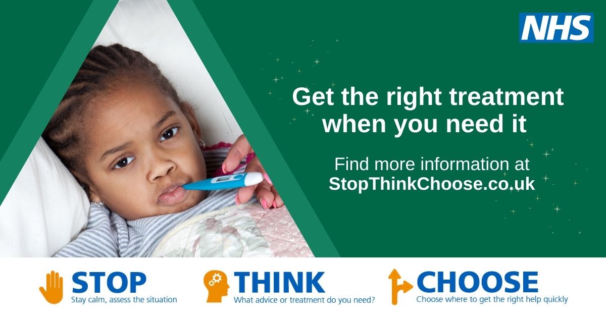 Winter and the Christmas period places huge pressures on services and staff and patients often have to wait longer than expected. 

It’s important that people use the right service for them. If anyone’s not sure, they can contact NHS 111 or visit StopThinkChoose.co.uk