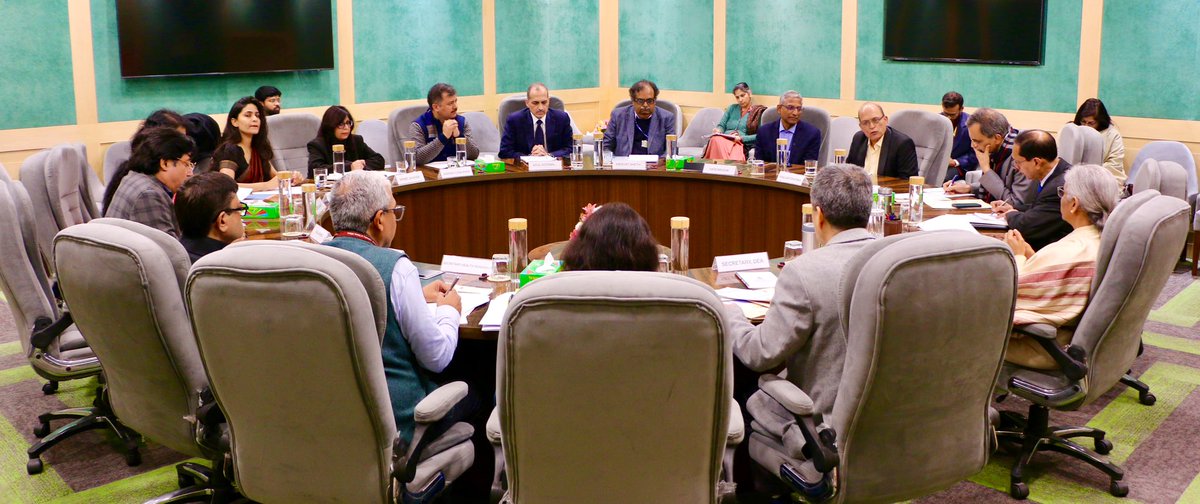 Union Minister for Finance &amp; Corporate Affairs Smt. <a href="/nsitharaman/">Nirmala Sitharaman</a> chairs the sixth Pre-Budget Consultation with experts and representatives from the #health and #education sectors in connection with the upcoming Union Budget 2025-26, in New Delhi, today. 

The meeting was also