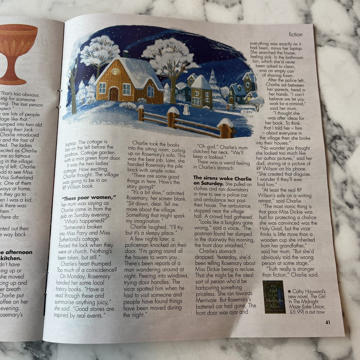 I love a bit of cosy crime on a winter’s afternoon, so thought I’d have a go at writing it myself. Much harder than I thought (isn’t everything with writing?!). But I’m thrilled that my efforts have been published as a short story in yesterday’s Sunday Express magazine.