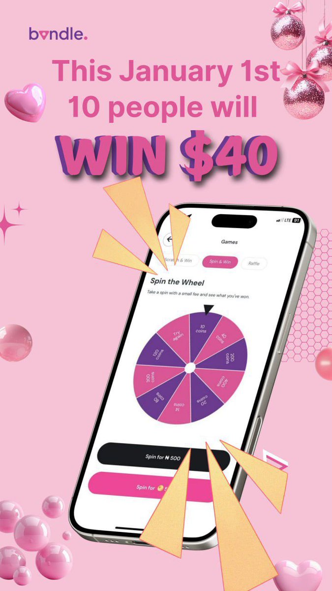 bvndledettydec's tweet photo. 💵 New Year, New Wins! 🎇 On January 1st, 10 players will walk away with $40 each from BVNDLE’s Spin & Win. Ready to spin?
#stackonstack #bvndlegames #Bvndlecoins #bvndleonbvndle #playandwin #coins #gameplay #christmas #christmasseason #explorepage #goviral #trending #fyp #gifts #giveaways