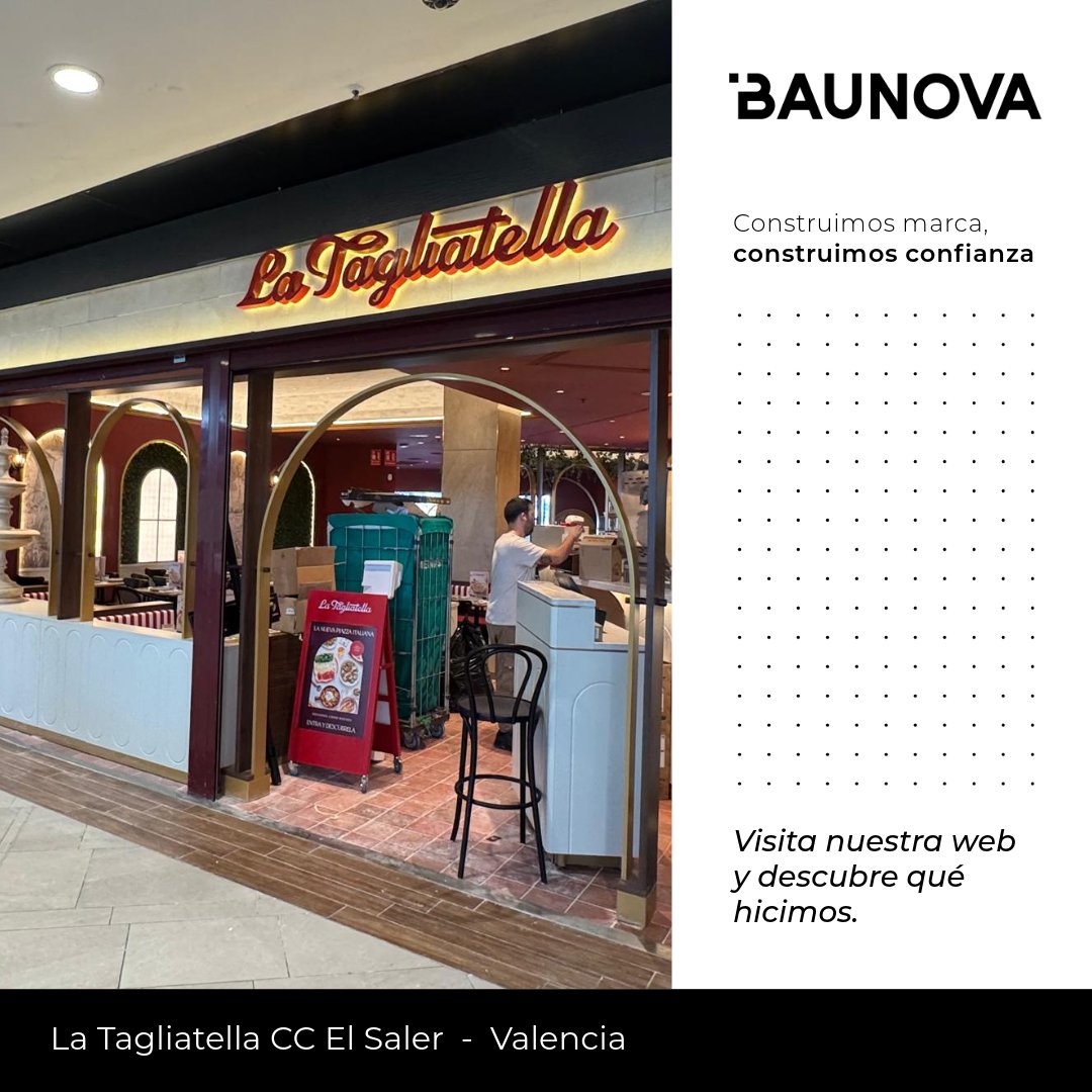 🚀 Otra apertura antes de final de #año. Esta vez de la mano de #LaTagliatella en #Valencia

😍Nos encanta su nueva #imagen de #marca

#baunova #construimosmarca #construimosconfianza #retail