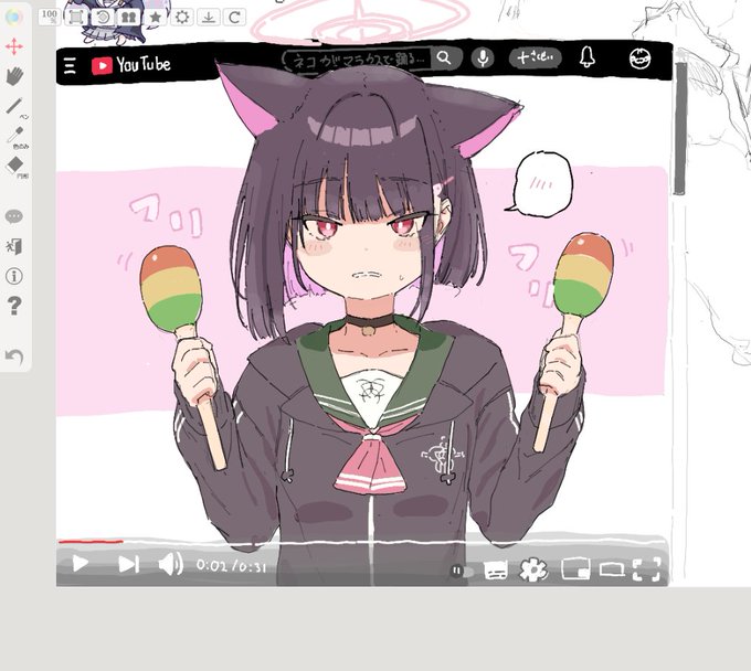 昨日のカズサちゃんを塗った…!
「ネコがマラカスで踊るだけ」かわいいよ…! 