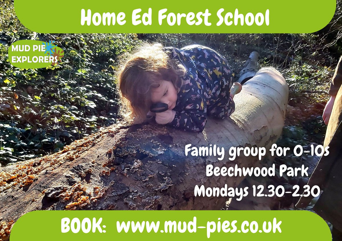 NEWPORT Home Ed Forest School starting next week! 
🌳 Beechwood Park
👧 Under 10s, parents stay
🌻 Experienced with SEND/SEMH
💰 £42 a month
🎉 FUNDED PLACES for low income families! (Funded by UK Government)
BOOK: bit.ly/403tam6 
EMAIL: colleen@mud-pies.co.uk